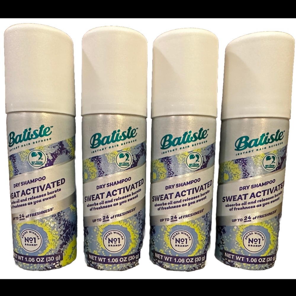 LOT of 4: NEW BATISTE DRY SHAMPOO SIZE: 1.06 oz. Each, Sweat Activated